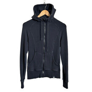 American Giant Womens Zip Up Hoodie XS Black Cotton Blend Stretch Jacket Hood